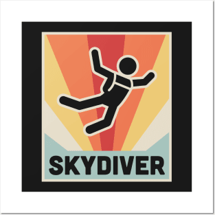 Vintage Style Skydiver Posters and Art